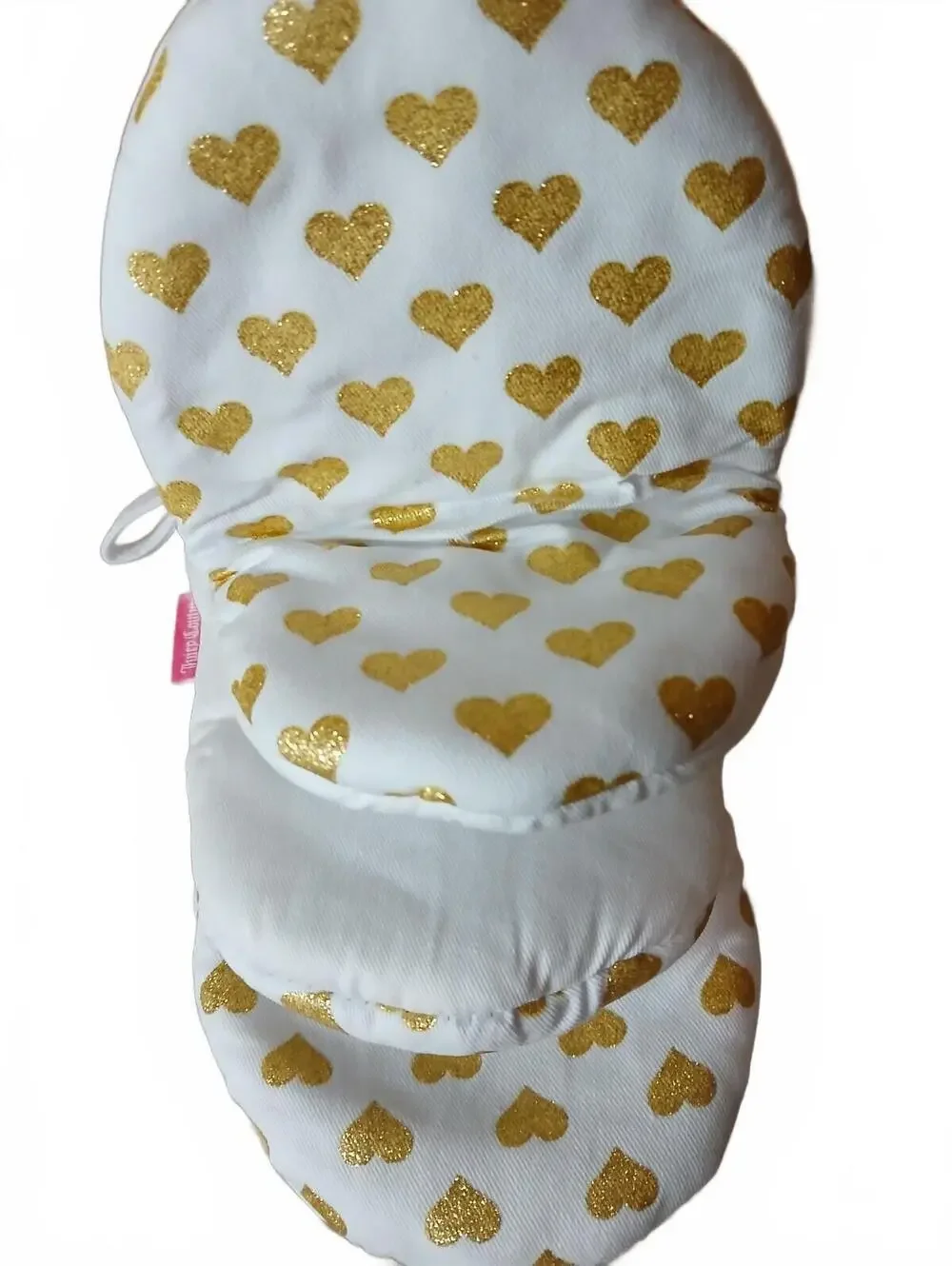 Juicy Couture Mini Oven Mitt Set Gold Crown Hearts White Kitchen NWT 2 Piece Set